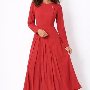 Vintage Talbots Vibrant Red Long Sleeve Dress Size 12